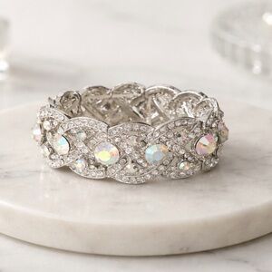 Elegant Silver Crystal Statement Bracelet